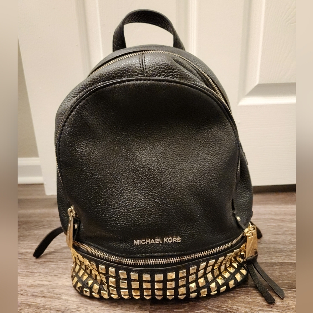 Micheal Kors black studded backpack